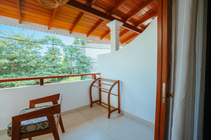 Balcony with rack for clothes